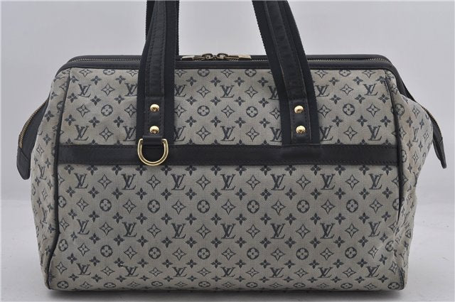 Authentic Louis Vuitton Monogram Mini Josephine GM Hand Bag Blue M92211 LV 1448E