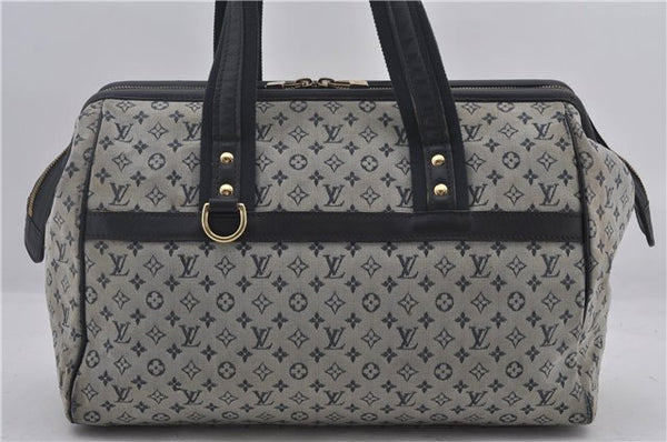 Authentic Louis Vuitton Monogram Mini Josephine GM Hand Bag Blue M92211 LV 1448E