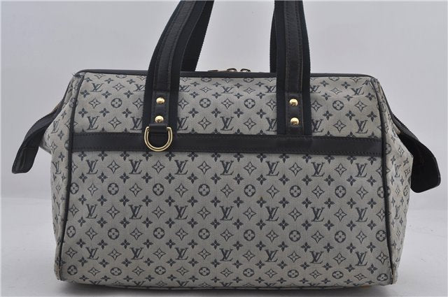 Authentic Louis Vuitton Monogram Mini Josephine GM Hand Bag Blue M92211 LV 1448E