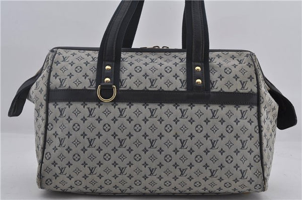 Authentic Louis Vuitton Monogram Mini Josephine GM Hand Bag Blue M92211 LV 1448E