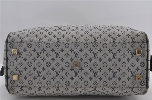 Authentic Louis Vuitton Monogram Mini Josephine GM Hand Bag Blue M92211 LV 1448E