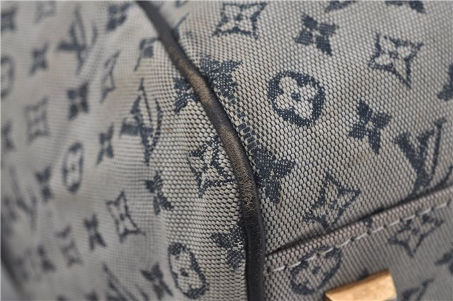 Authentic Louis Vuitton Monogram Mini Josephine GM Hand Bag Blue M92211 LV 1448E