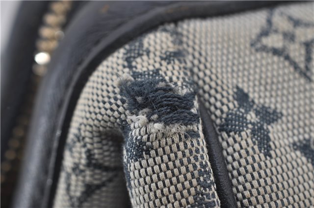 Authentic Louis Vuitton Monogram Mini Josephine GM Hand Bag Blue M92211 LV 1448E