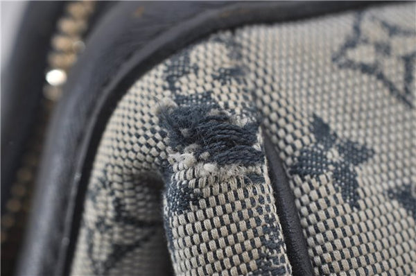 Authentic Louis Vuitton Monogram Mini Josephine GM Hand Bag Blue M92211 LV 1448E