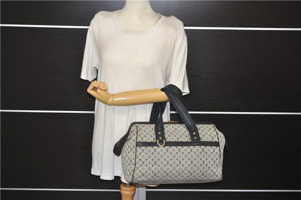 Authentic Louis Vuitton Monogram Mini Josephine GM Hand Bag Blue M92211 LV 1448E