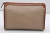 Authentic CELINE Macadam Blason Pattern Clutch Hand Bag PVC Leather Beige 1448G