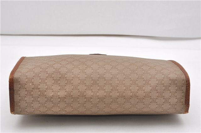 Authentic CELINE Macadam Blason Pattern Clutch Hand Bag PVC Leather Beige 1448G