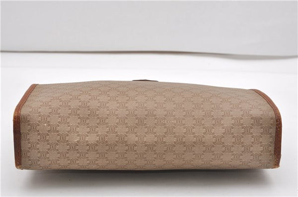 Authentic CELINE Macadam Blason Pattern Clutch Hand Bag PVC Leather Beige 1448G
