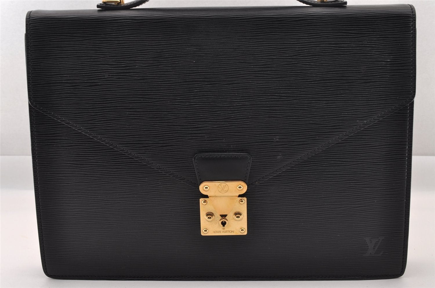 Auth Louis Vuitton Epi Porte Documents Bandouliere Briefcase M54462 Black 1448I