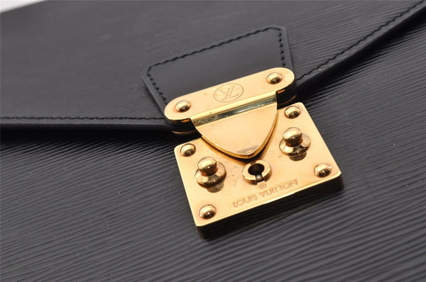 Auth Louis Vuitton Epi Porte Documents Bandouliere Briefcase M54462 Black 1448I