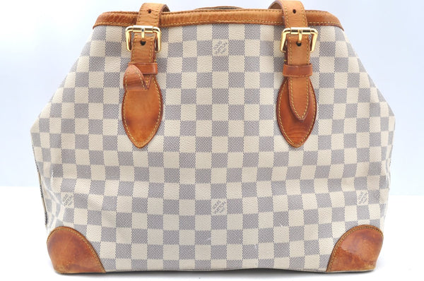 Authentic Louis Vuitton Damier Azur Hampstead MM N51206 Shoulder Tote Bag 1450H