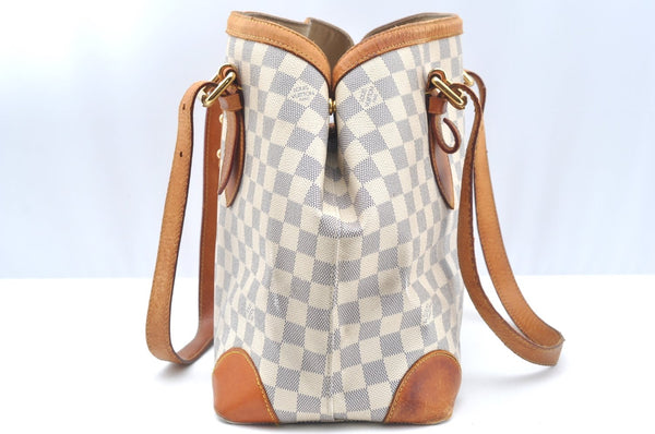 Authentic Louis Vuitton Damier Azur Hampstead MM N51206 Shoulder Tote Bag 1450H