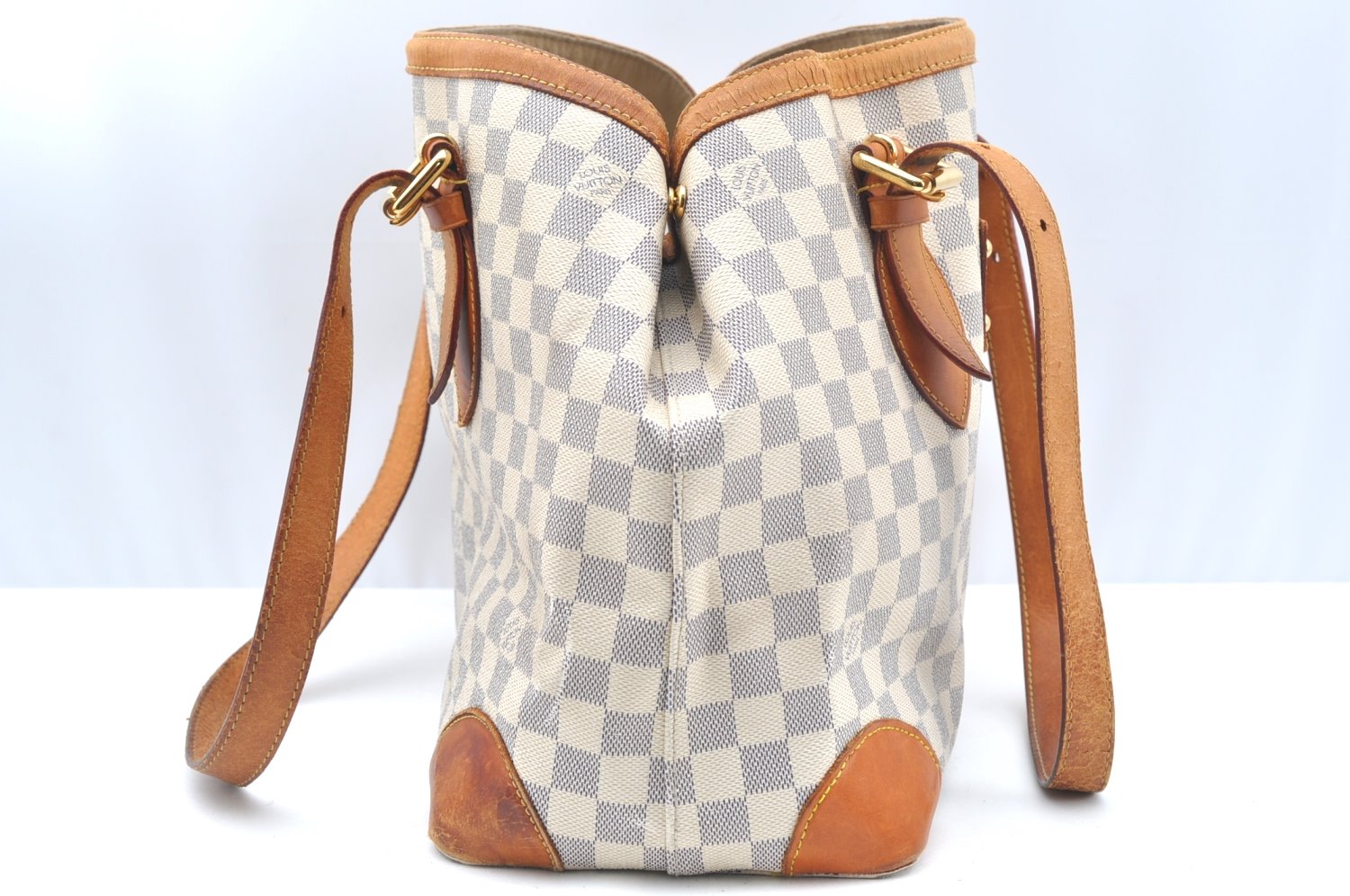 Authentic Louis Vuitton Damier Azur Hampstead MM N51206 Shoulder Tote Bag 1450H