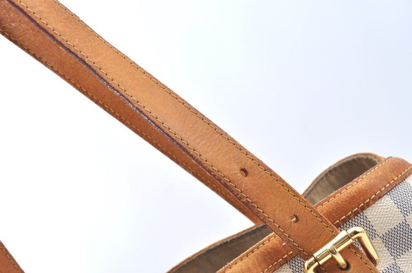 Authentic Louis Vuitton Damier Azur Hampstead MM N51206 Shoulder Tote Bag 1450H