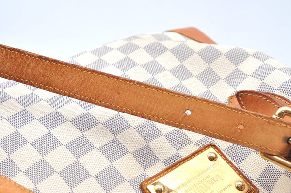 Authentic Louis Vuitton Damier Azur Hampstead MM N51206 Shoulder Tote Bag 1450H