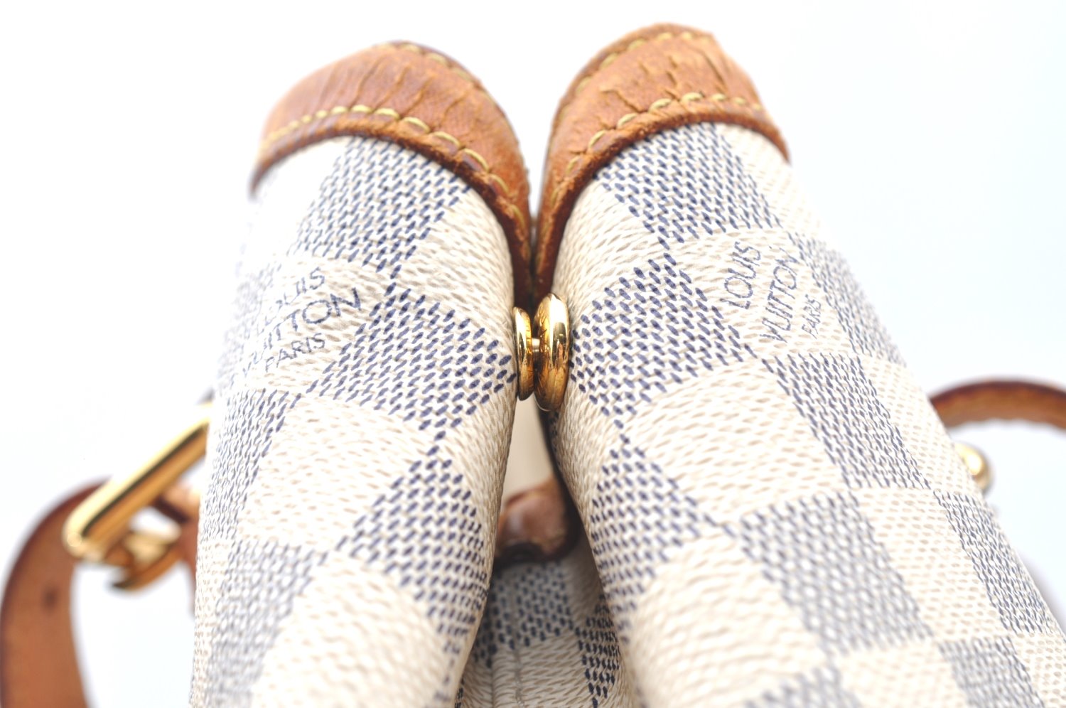 Authentic Louis Vuitton Damier Azur Hampstead MM N51206 Shoulder Tote Bag 1450H