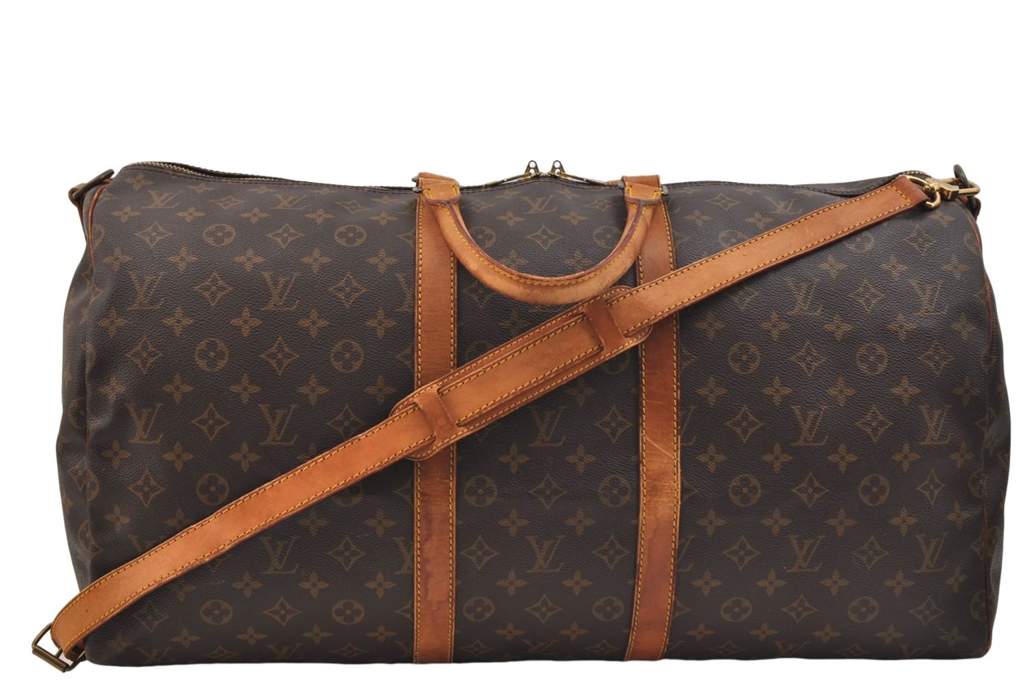 Auth Louis Vuitton Monogram Keepall Bandouliere 55 Boston Bag M41414 LV 1451E