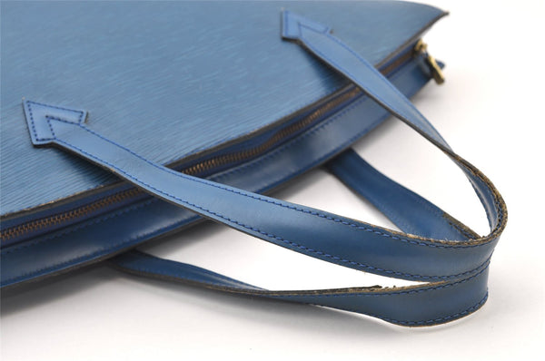 Authentic Louis Vuitton Epi Saint Jacques Hand Bag Blue M52275 LV 1451I