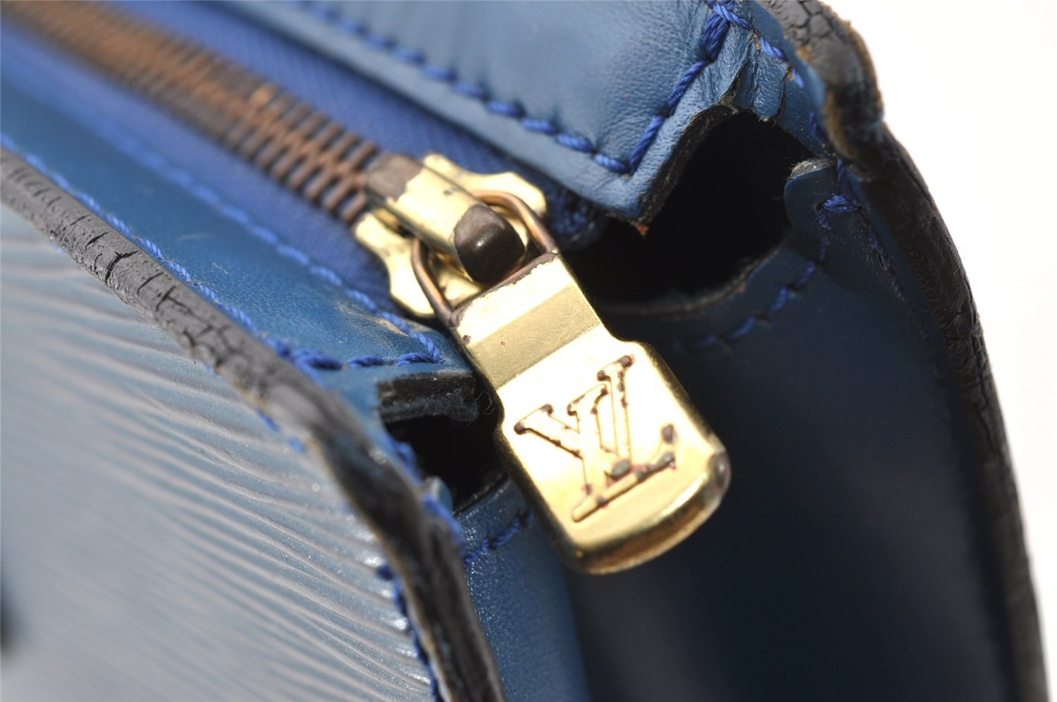 Authentic Louis Vuitton Epi Saint Jacques Hand Bag Blue M52275 LV 1451I