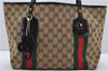 Auth GUCCI Jolie Web Sherry Line Shoulder Tote Bag GG Canvas 211971 Brown 1453D