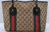 Auth GUCCI Jolie Web Sherry Line Shoulder Tote Bag GG Canvas 211971 Brown 1453D