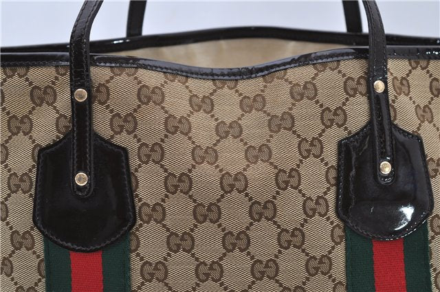 Auth GUCCI Jolie Web Sherry Line Shoulder Tote Bag GG Canvas 211971 Brown 1453D