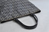 Authentic FENDI Zucchino Tote Hand Bag Canvas Leather Navy Blue 1454D