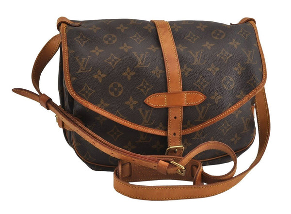 Authentic Louis Vuitton Monogram Saumur 30 Shoulder Cross Bag M42256 LV 1454I