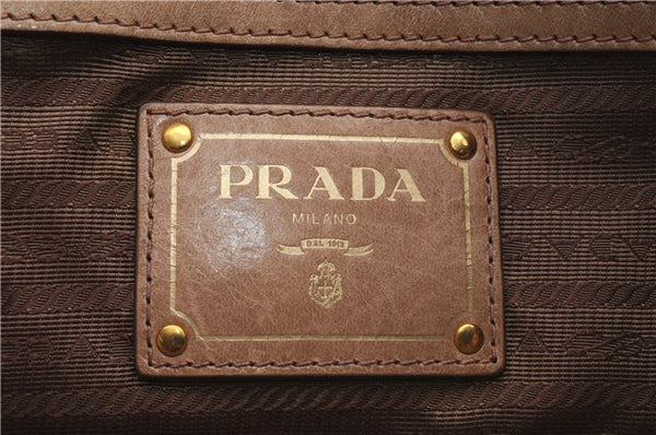 Authentic PRADA 2Way Shoulder Tote Hand Bag Leather Beige 1456D