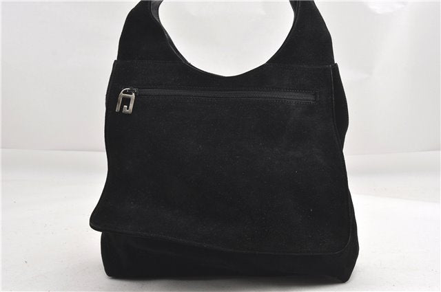 Authentic GUCCI Vintage Shoulder Hand Bag Purse Suede Black Junk 1458G
