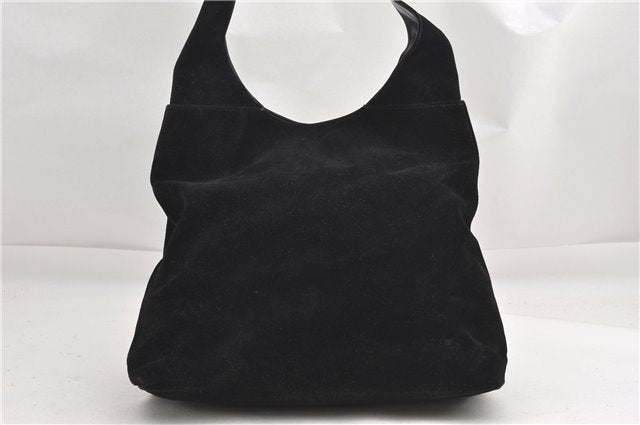 Authentic GUCCI Vintage Shoulder Hand Bag Purse Suede Black Junk 1458G