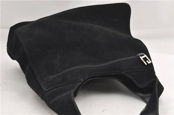 Authentic GUCCI Vintage Shoulder Hand Bag Purse Suede Black Junk 1458G