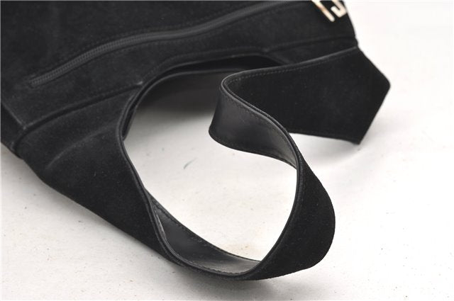 Authentic GUCCI Vintage Shoulder Hand Bag Purse Suede Black Junk 1458G