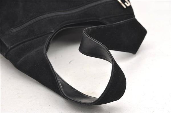Authentic GUCCI Vintage Shoulder Hand Bag Purse Suede Black Junk 1458G