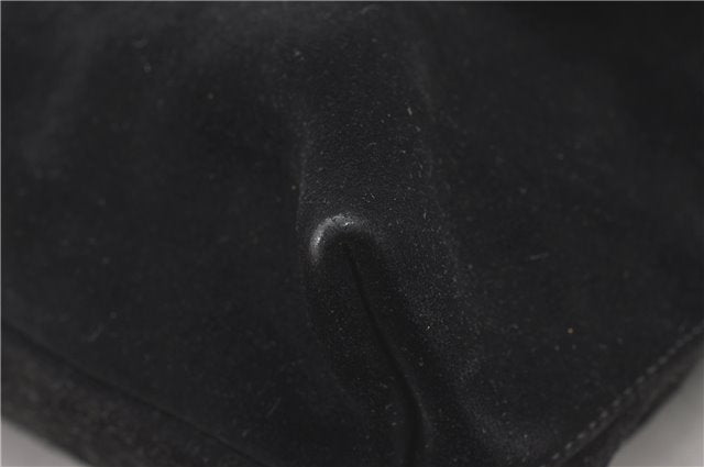 Authentic GUCCI Vintage Shoulder Hand Bag Purse Suede Black Junk 1458G