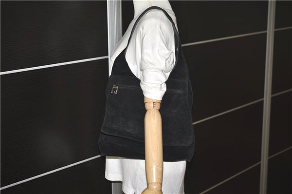 Authentic GUCCI Vintage Shoulder Hand Bag Purse Suede Black Junk 1458G