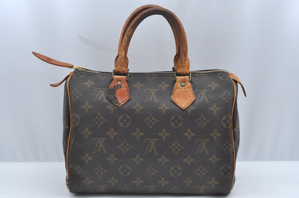 Authentic Louis Vuitton Monogram Speedy 25 Boston Hand Bag M41528 LV 1460I