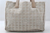 Authentic CHANEL New Travel Line Shoulder Tote Bag Nylon Leather Beige 1461E