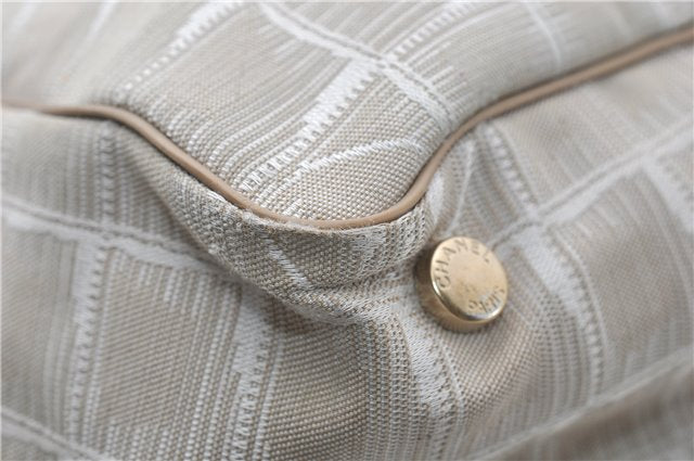 Authentic CHANEL New Travel Line Shoulder Tote Bag Nylon Leather Beige 1461E