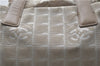 Authentic CHANEL New Travel Line Shoulder Tote Bag Nylon Leather Beige 1461E