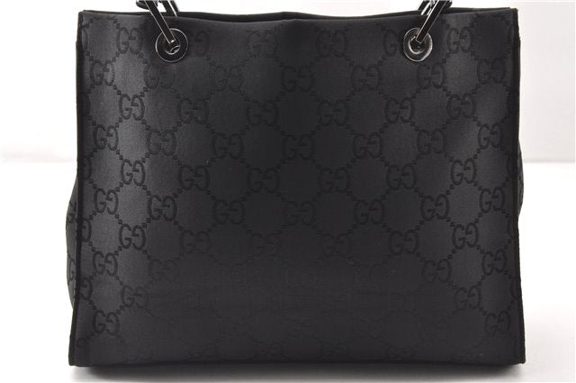 Authentic GUCCI Bamboo 2way Shoulder Hand Bag Nylon Leather 0021016 Black 1461G