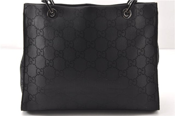Authentic GUCCI Bamboo 2way Shoulder Hand Bag Nylon Leather 0021016 Black 1461G