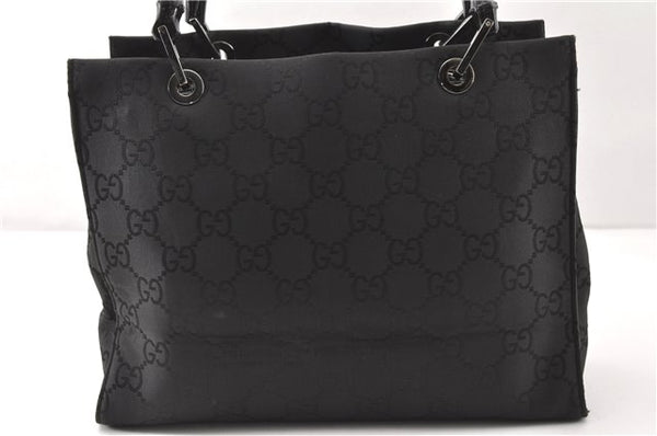 Authentic GUCCI Bamboo 2way Shoulder Hand Bag Nylon Leather 0021016 Black 1461G