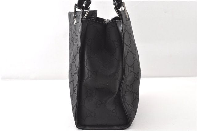 Authentic GUCCI Bamboo 2way Shoulder Hand Bag Nylon Leather 0021016 Black 1461G