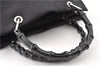 Authentic GUCCI Bamboo 2way Shoulder Hand Bag Nylon Leather 0021016 Black 1461G