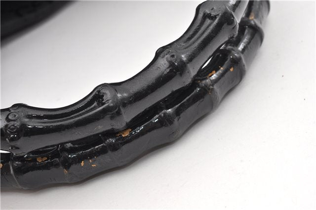 Authentic GUCCI Bamboo 2way Shoulder Hand Bag Nylon Leather 0021016 Black 1461G