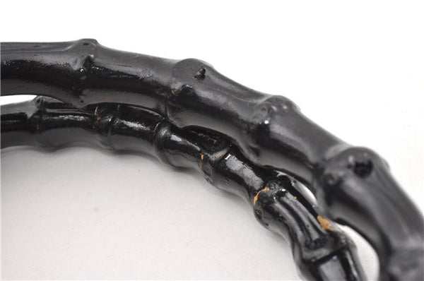 Authentic GUCCI Bamboo 2way Shoulder Hand Bag Nylon Leather 0021016 Black 1461G