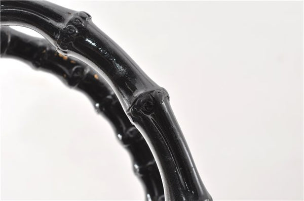 Authentic GUCCI Bamboo 2way Shoulder Hand Bag Nylon Leather 0021016 Black 1461G