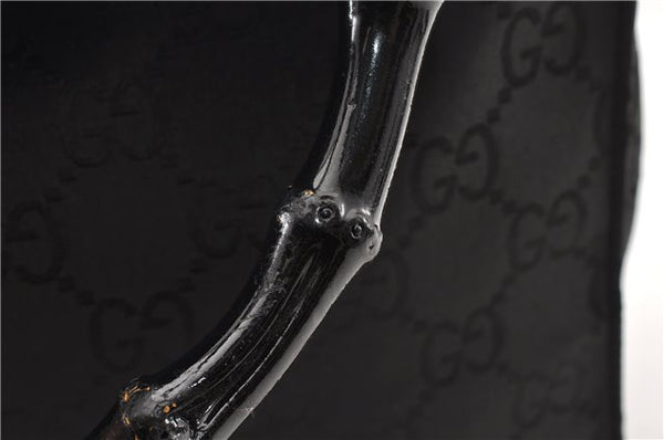 Authentic GUCCI Bamboo 2way Shoulder Hand Bag Nylon Leather 0021016 Black 1461G