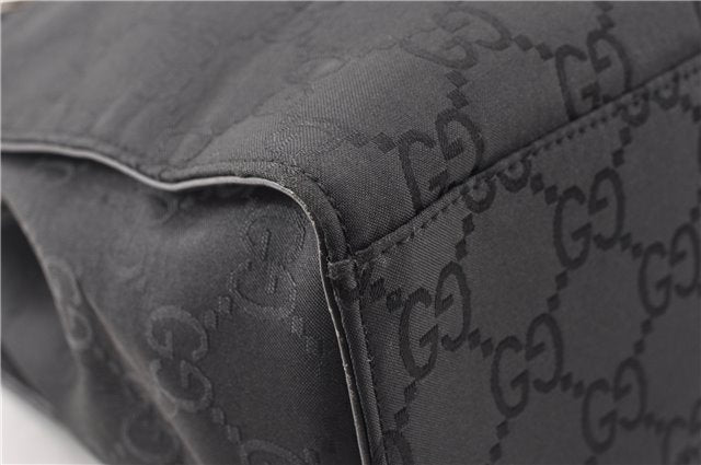 Authentic GUCCI Bamboo 2way Shoulder Hand Bag Nylon Leather 0021016 Black 1461G